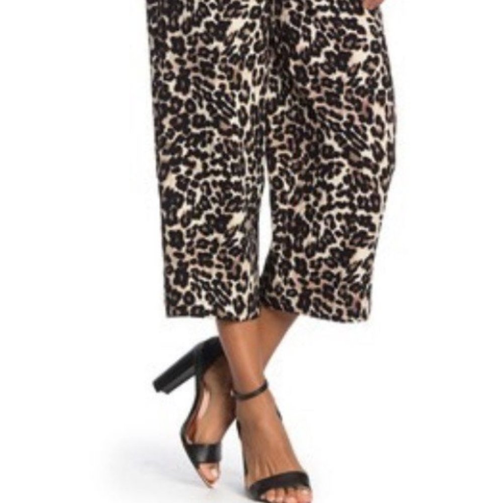 Black Leopard Print Cropped Pants